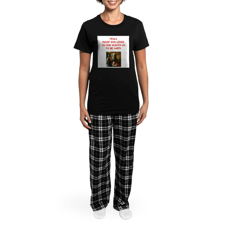 CafePress Tesla Pajamas Women s Short Sleeve Print T Shirt and Pants Dark Cotton Pajama Set