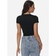 thumbnail image 3 of Women's Square Neck Crop Top - Short Sleeve Slim Fit T-Shirt, Casual Summer Workout Tee, 3 of 6