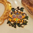 thumbnail image 3 of Crystal and Green Vine Accent Enamel Halloween Pumpkin Brooch, 3 of 9