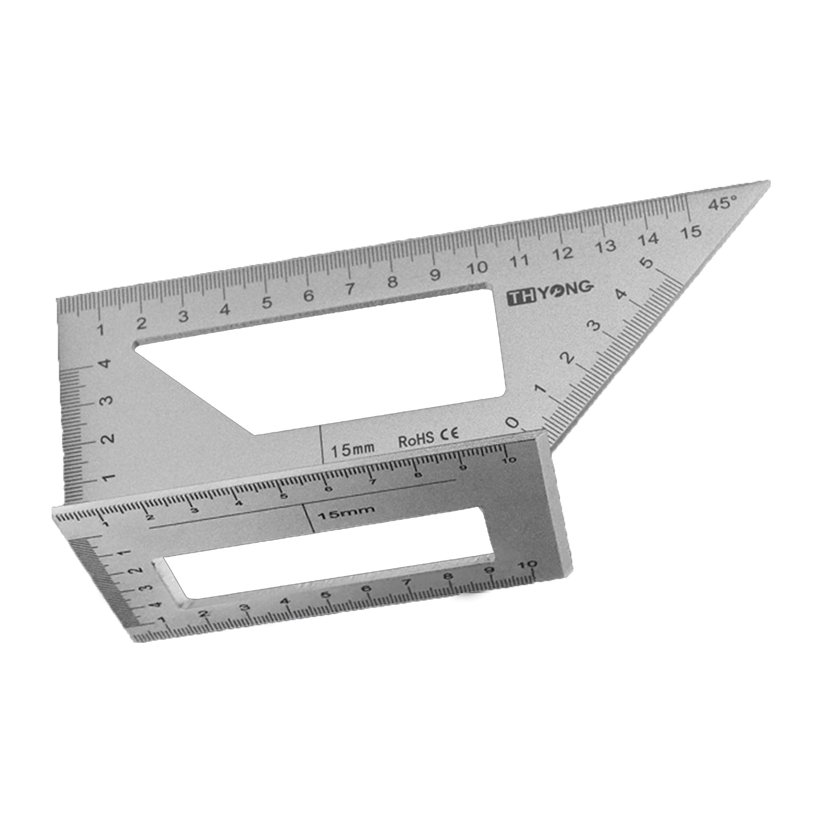 Rulers Menuiserie T Règle du bois carré multifonctions Scriber 45 90 degrés Angle Ruler Angle Gauge en alliage daluminium Protractor 17cm 