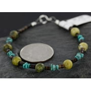 Certified Authentic Navajo .925 Sterling Silver Natural Turquoise and Jasper Native American Bracelet