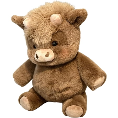 17.7 Highland Cow Soft Plush Toy &ndash; Adorable Furry Running Cow Stuffed Animal for Stress Relief and Emotional Support (Borwn)