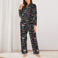 thumbnail image 2 of Balery Hand Drawn Colorful Fishes Conjunto de Pijama con Estampado para Mujer, Conjunto de Dos Piezas con Manga Larga, Ropa de Dormir Suave con Bolsillos, Pijamas Cómodos-Large, 2 of 7