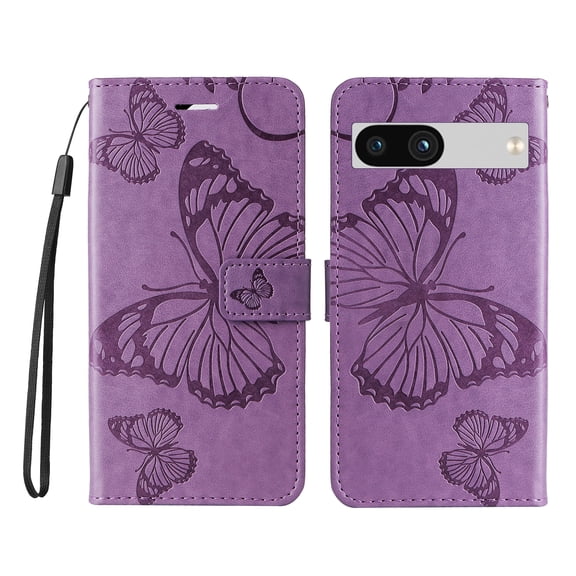Allytech for Google Pixel 10 /10 Pro Case Wallet, PU Leather Big Butterfly Embossed Shockproof Cards Holder Hand Wrist Protective Flip Stand Cover Wallet Case for Goolge Pixel 10 Pro /10,Purple