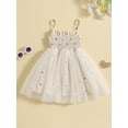 thumbnail image 3 of Wassery Toddler Kids Girls Summer Sling Princess Dress 3T 4T 5T 6T 7T 8T Little Girls Sleeveless Spaghetti Strap Daisy Print Smocked Tulle Dress, 3 of 9