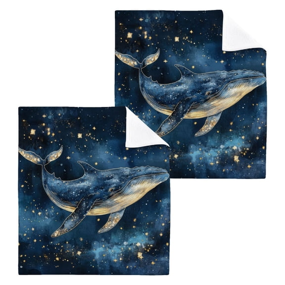 BZSMCE Towel Cotton Face Towel Soft Hand Towels Fashion Galactic Swim Pattern