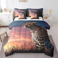 thumbnail image 1 of YST Ensemble Douillette Léopard 7 Pcs, Format Double – Guépard Sauvage au Coucher du Soleil, Polyester, 1 of 5
