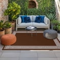 thumbnail image 2 of Coffee Brown Greek Key Outdoor Rug for Patio/Deck/Porch, Non-Slip Large Area Rug 3 x 5 Ft, Geometric Greece Ancient Farmhouse Geo Indoor Outdoor Rugs Washable Area Rugs, Camping Rug Carpet Runner, 2 of 8