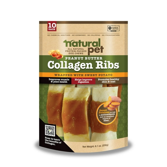 Natural Pet Collagen- Peanut Butter Ribs W/ Sweet Potato 10 CT