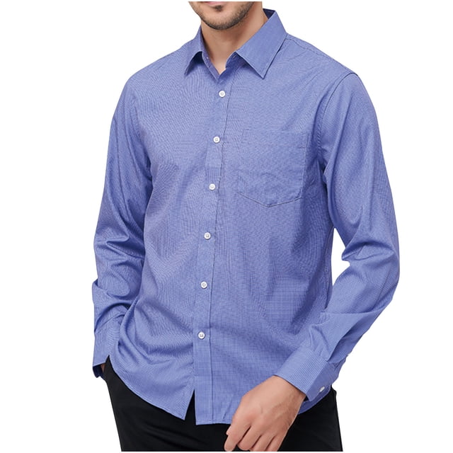 pstuiky camisas de manga larga para hombre, Camisa informal y moderna de manga larga con solapa y botones en color liso para hombre salir tops s