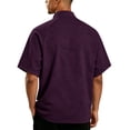 thumbnail image 4 of Domzest Mens Short Sleeve Stand Collar Shirt Quater Zip Lightweight Pullover Summer Casual Breathable Solid Shirts Dark Purple M, 4 of 7