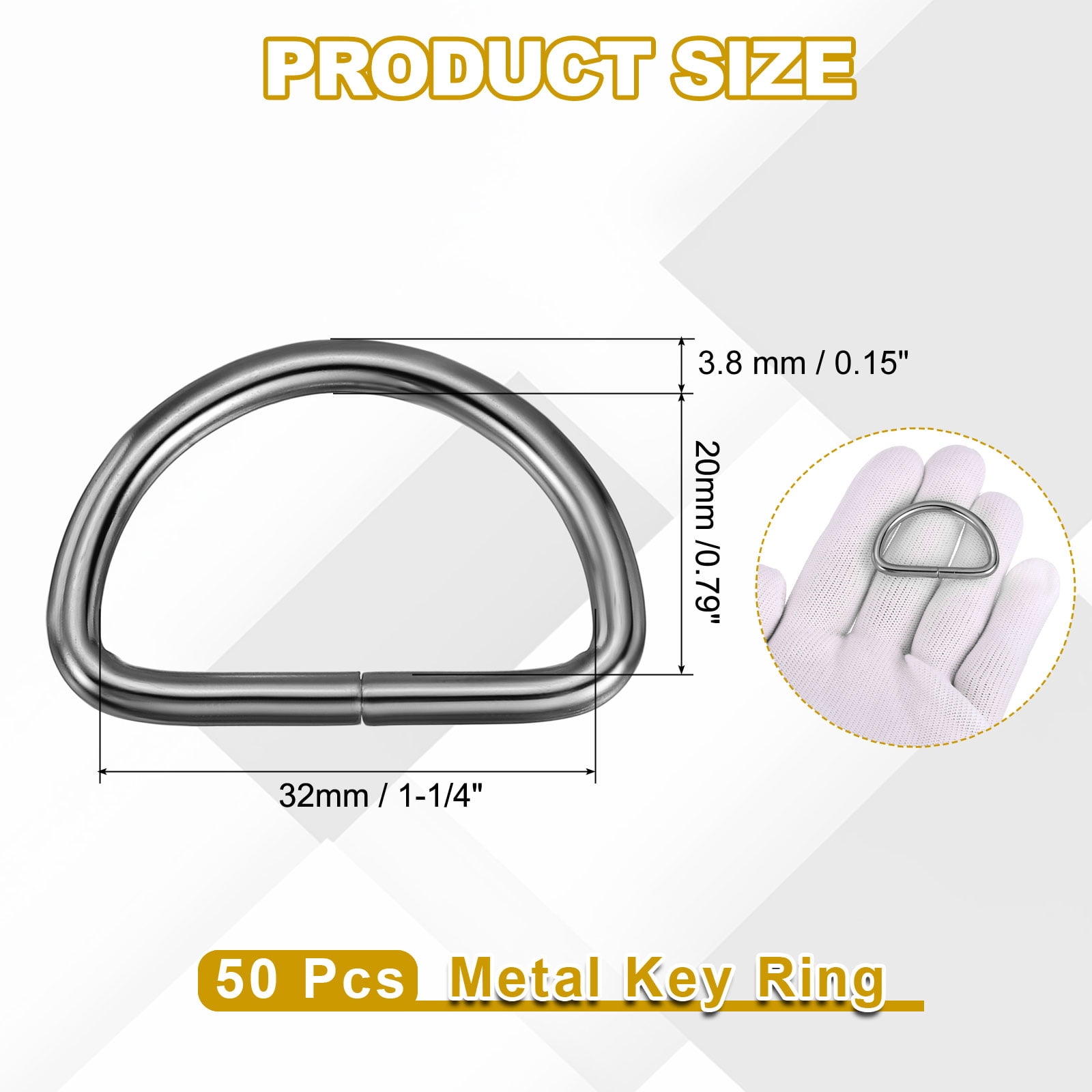 Uxcell Metal D Ring, (1-1/4", Gun Metal)(50 Pcs), Heavy Duty Welded Solid D Rings Metal D Buckle, Suit for Bags/Backpack/Wallets/Leather/Straps/Webbing/Pet Collars/Hardware Assorted