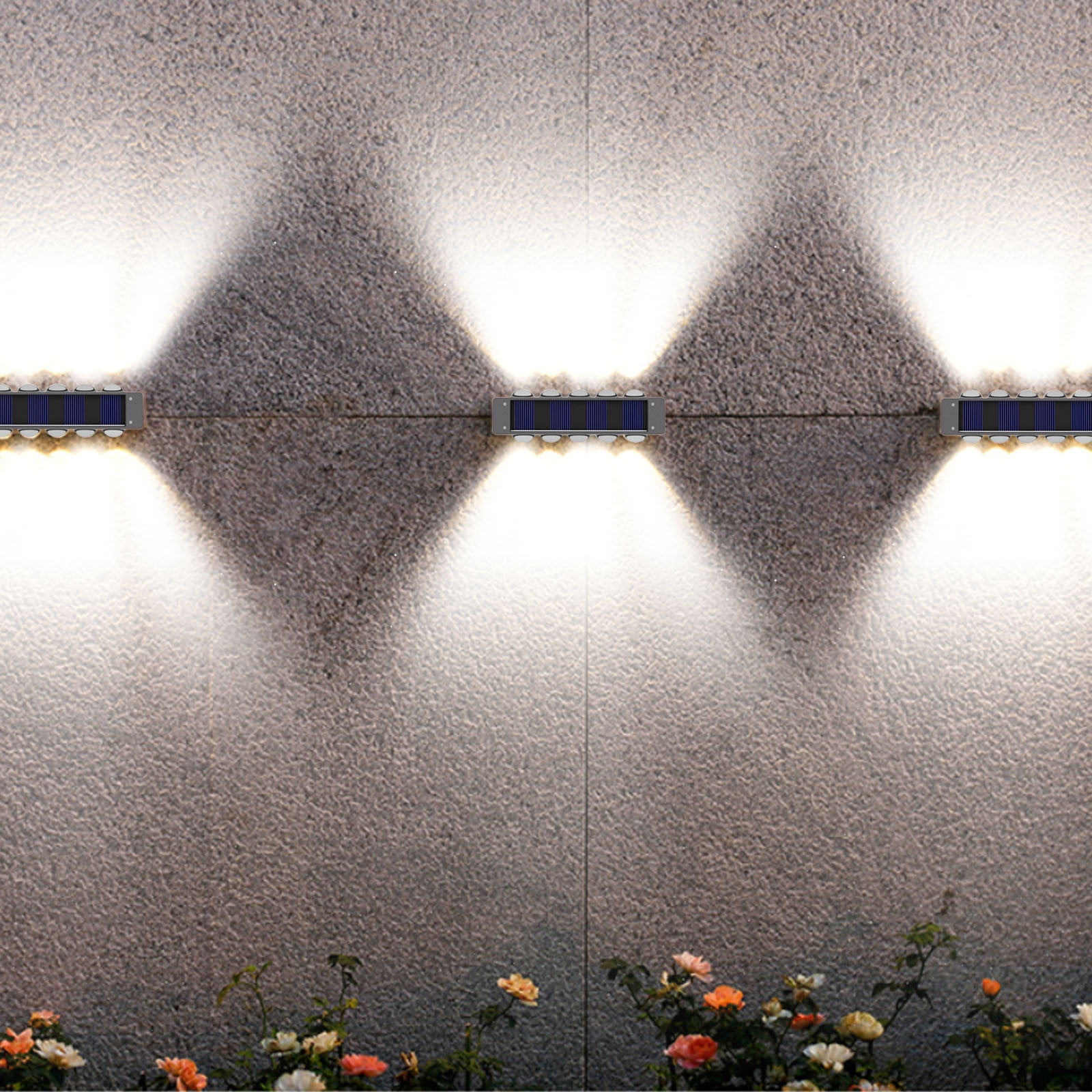 Solar Lights Outdoor, 10 Led Wall Mounted Lights, Waterproof for Yard Patio Garden, Warm White Illumination for Pathway Decor