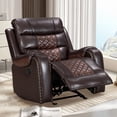 thumbnail image 4 of Breathable Leather Recliner Chair American Design Recliner Chair for Living Room Home Theater Seating(Coffee+Brown), 4 of 7