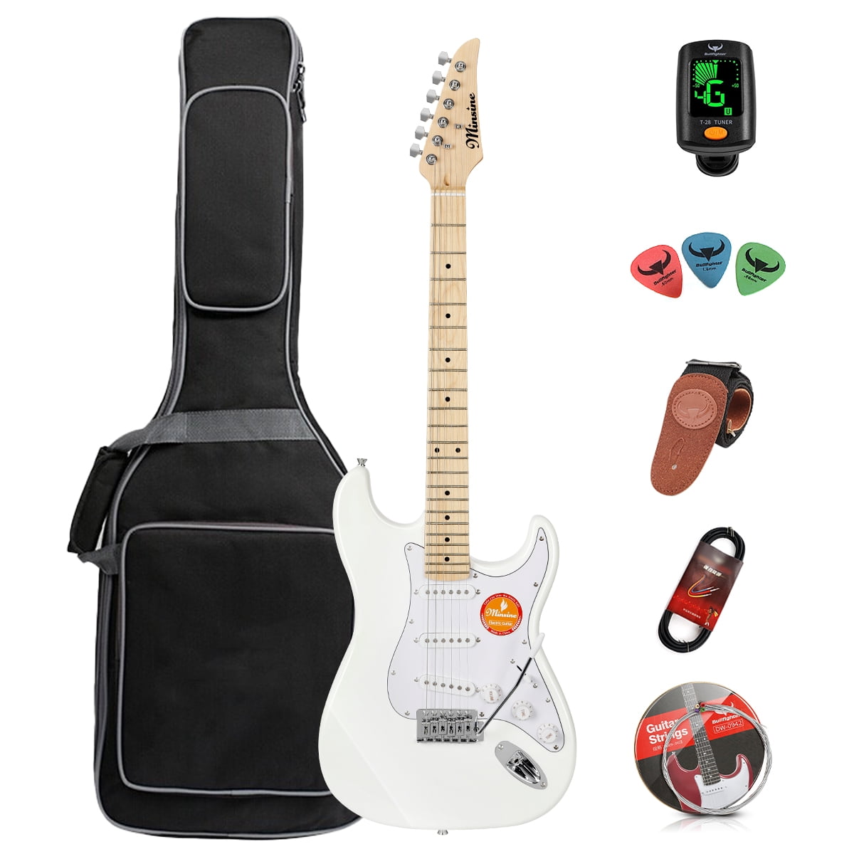 39 Inch Electric Guitar, Full Size Solid Body S-S-S Pickups 6 Strings Beginner Guitar Kit With Gig Bag, Strap, Tremolo Arm, Cable & Picks MS100 Green
