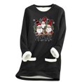 thumbnail image 3 of Feancey Merry Christmas Sweatshirts for Women Winter Fleece Lined Pullover Funny Casual Gnomes Print Crewneck Tops Fuzzy Thermal Loungewear Pajamas Black 3XL, 3 of 4