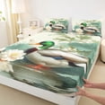 thumbnail image 3 of Homewish Rustic Wildlife Duck Full Size Sheets for Adult, Lotus Flower Floral Bed Sheets, Vintage Western Theme Sheet Sets, Microfiber Bedroom Decor, 4pcs, 3 of 7