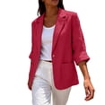 thumbnail image 4 of Blazers for Women Business Casual 3/4 Long Sleeve Lapel Open Front Suit Jacket Work Blazer with Pockets Business Casual Office Work Suit Jacket Summer Dressy Coat Outfits, 4 of 7