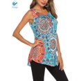 thumbnail image 4 of Deago Women's Plus Size Flowy Tank Tops Summer Sleeveless Loose Fit Pleated Tunic Shirts (Cyan, S), 4 of 7