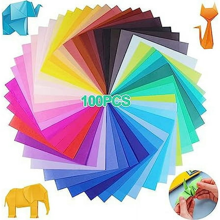 100 Sheets Origami Set For Kids Double Sided Origami Squares In Vivid Colors 6 Inch Easy Fold Origami Papers For Arts & Crafts - 50 Vivid Colors