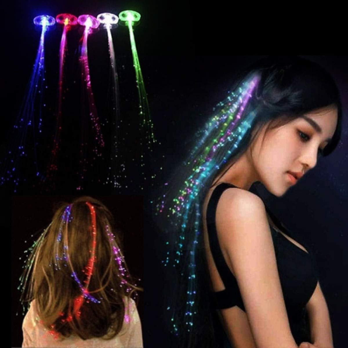 LED Light Up Hair Clips -25 Pack Glow in the Dark Party Supplies Bar Dancing Hairpin Hair Accessories Women Girls Braid Extension Clips for Festival Halloween Christmas Birthday