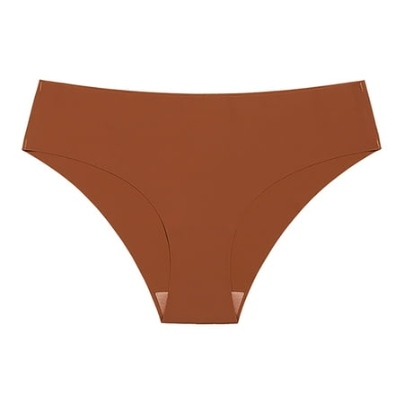 Kopltyrfg Women Thongs Seamless Ice Silk Underwear Traceless Breathable Coffee M