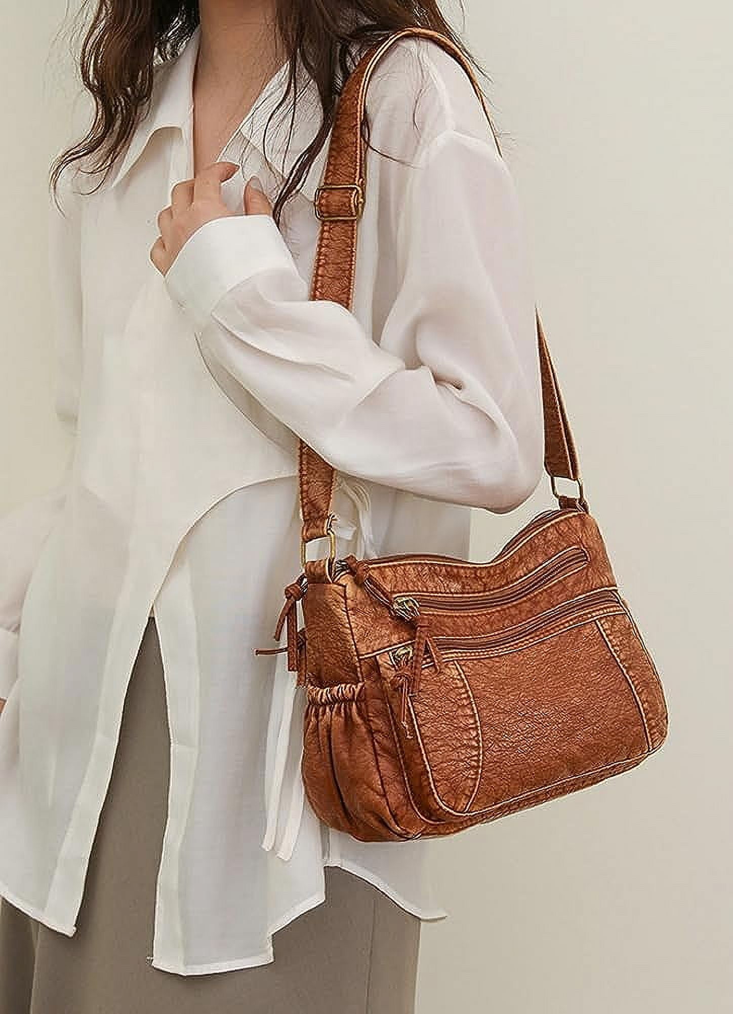 Leather Hobo Bag Women Retro Denim Bag Large Crossbody Shoulder Bag Casual Handbag Purse