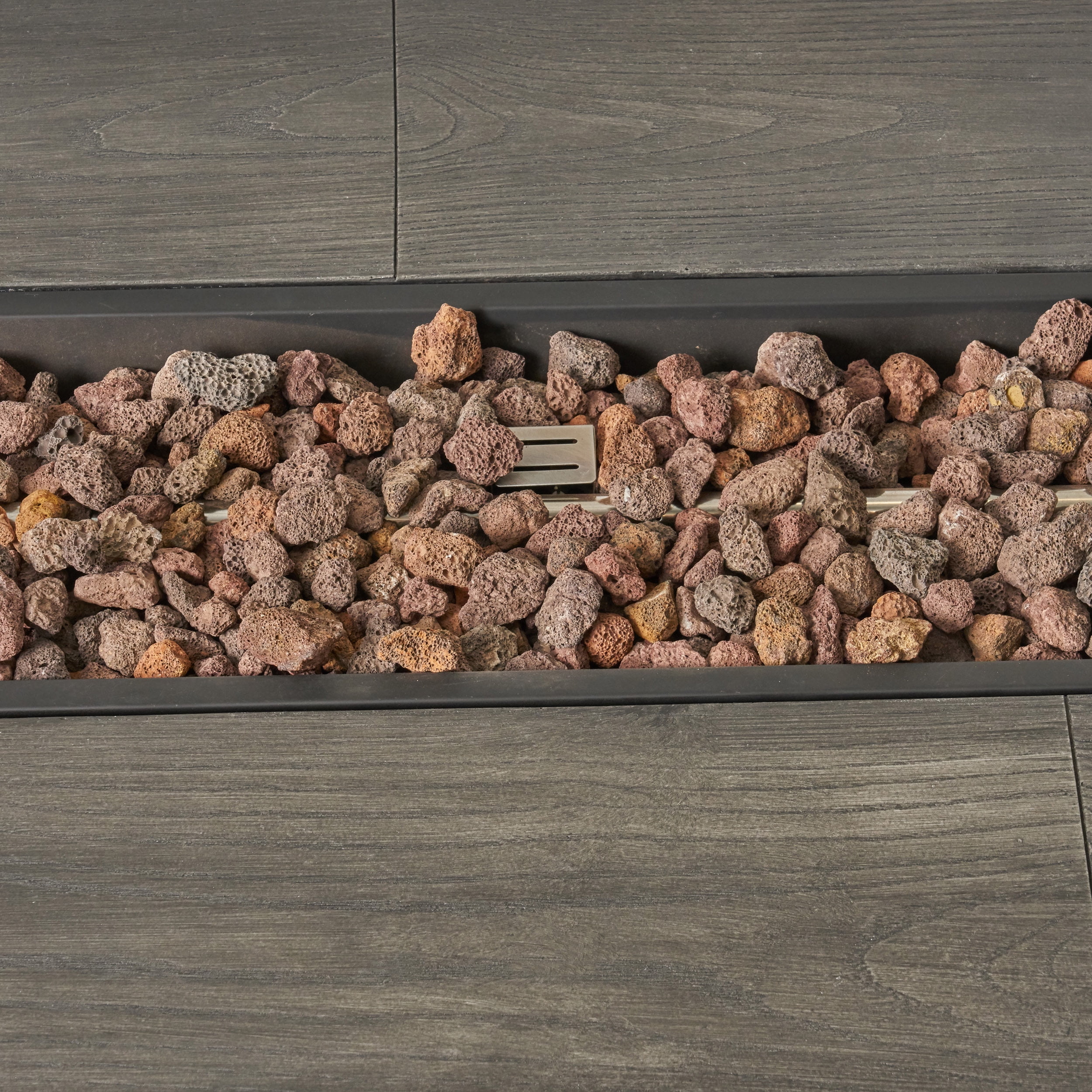 Sorrento Lightweight Concrete Outdoor 50,000 BTU Rectangular Fire Pit (No Tank Holder), Gray Wood Pattern