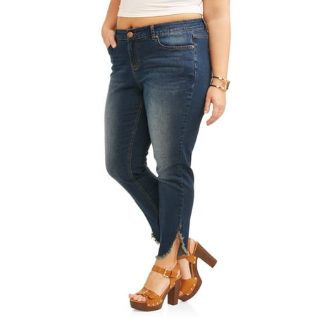 DL by Dollhouse Junior's Plus Angled Fray Hem Skinny Jean