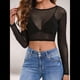 thumbnail image 4 of Tops de de Larga para Mujer, Camisetas Transparentes, Blusa de Encaje para Fiestas y Clubes Nocturnos Negro Corto S, 4 of 10