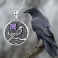 thumbnail image 5 of THOYAS Raven Pendant Necklace with Synthetic Birthstone Sterling Silver Crow Round Necklace Gift for Women, 5 of 10