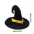 thumbnail image 3 of Gold Velvet Witch Hat - 3-Layer Halloween Party Hat with Adjustable Rope, Green & Yellow Polyester Costume Accessory, 44x39cm (17.3x15.3in), 3 of 6