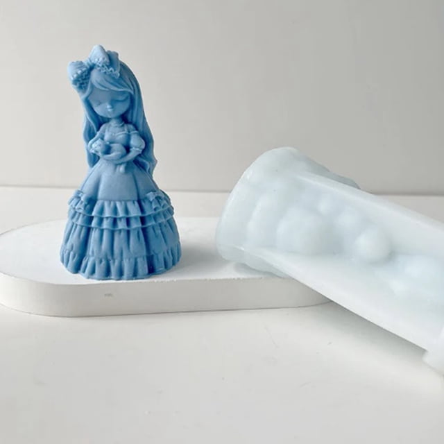 B Girl Vela Molde de Silicona PequeñA Princesa MuñEca Yeso Resina JabóN FabricacióN de Velas Kit DecoracióN de Boda Regalo Hecho una Mano