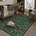 thumbnail image 3 of BERTHMEER Small Area Rugs 3'x5' for Bedroom Bathroom Entryway Laundry Rugs Non Slip Washable Vintage Green Carpets Oriental Cirrus Floral Dorm Office Entrance Traditional Distressed Throw Rugs, 3 of 6