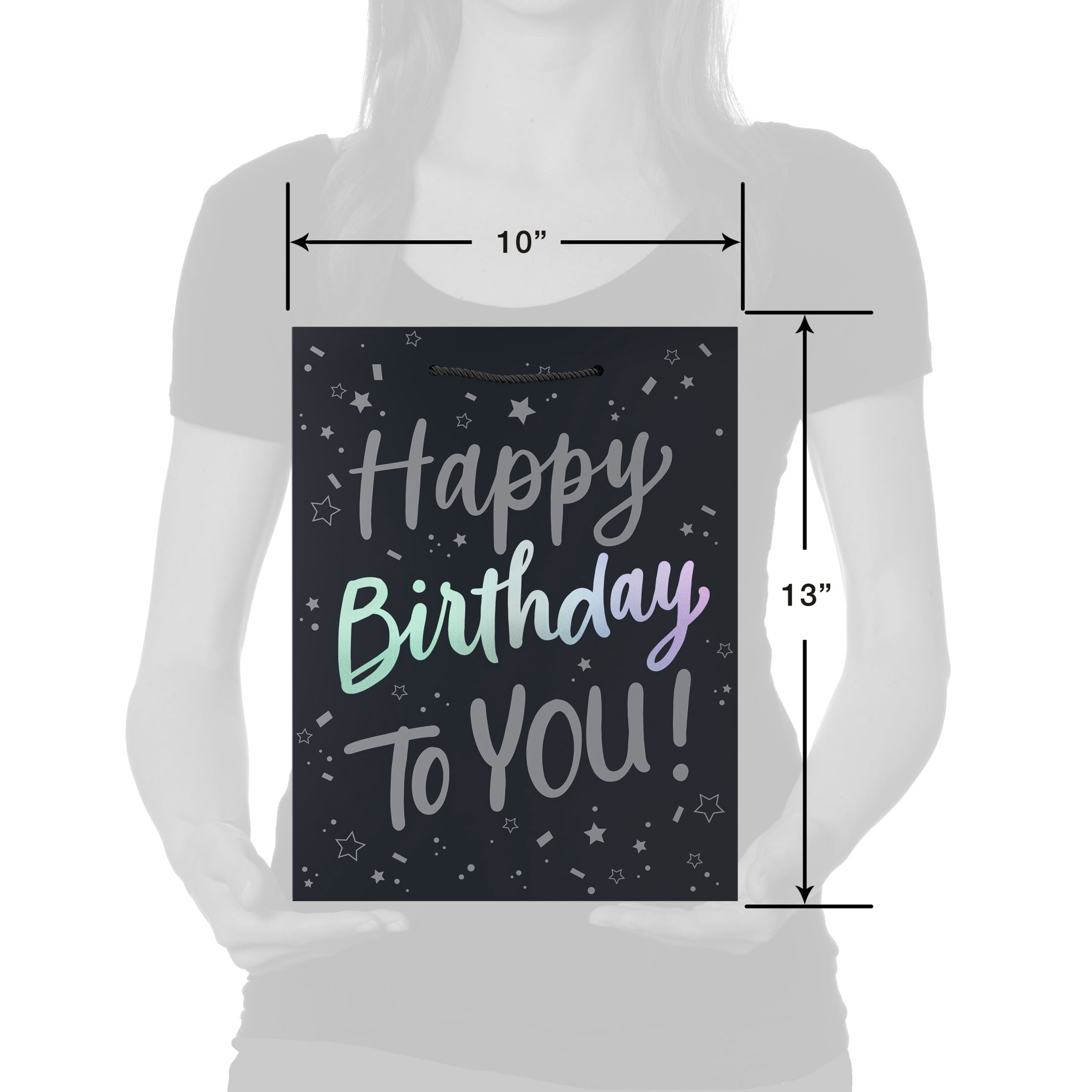 American Greetings 12.75 in. Large Black Gift Bag, Happy Birthday to You! (1-Count)