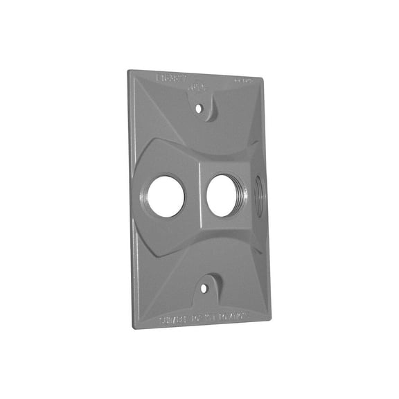 1/2" 3 Hole 1-Gang Rectangular Lamp Holder Cover, Grey Sigma Electric 14373