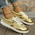 thumbnail image 3 of Metallic Mesh Low Top Fashion Sneakers for Women Glitter Breathable Lace up Walking Flats Casual Shoes, 3 of 7