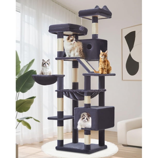 Árbol para Gatos Taoqimiao MS026LG 180 cm con 8 Postes para Rascar de Sisal