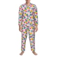 thumbnail image 3 of Uemuo Pineapple And Leaves Pattern 2-Piece Loungewear Set - Men’s Soft Sleepwear, Cozy Winter PJs, Comfy Sleep Set-, 3 of 7