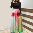 thumbnail image 5 of Dress for Women Casual,3/4 Sleeve Dress,Womens Fashion Printed Long Sleeve Round-Neck Pullover Patchwork Dress, 5 of 5