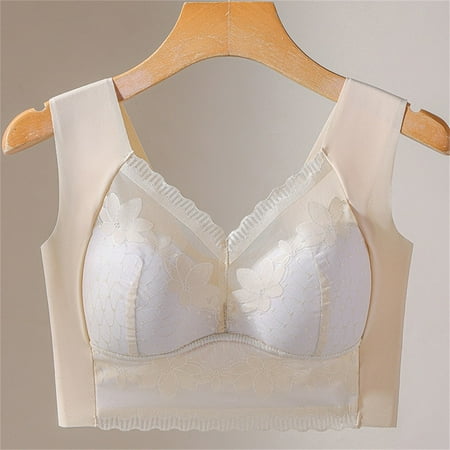 Pavied Push Up Bra Wireless Bras Seamless Bras Underwear Women s Wide Straps Without Ring Gathered To Collect Side Breasts Large Size Tank Top Non Marking Bra Backless Bra Plus Size Bra Khaki M