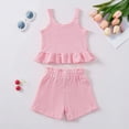 thumbnail image 6 of TOWED22 Toddler Baby Girl 2pcs Lovely Outfits Sleeveless Top and Shorts Sweet Sets Summer Tank Tops Clothing with Pockets Casual Elastic Waist(Pink,2-3 Y), 6 of 6