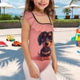 thumbnail image 3 of Uorisanigo Cute Dachshund Girls Swimsuit One Piece Ruffle Bathing Suit One Shoulder Polyester and Spandex Beach Swimwear, Size 3-4, 3 of 7