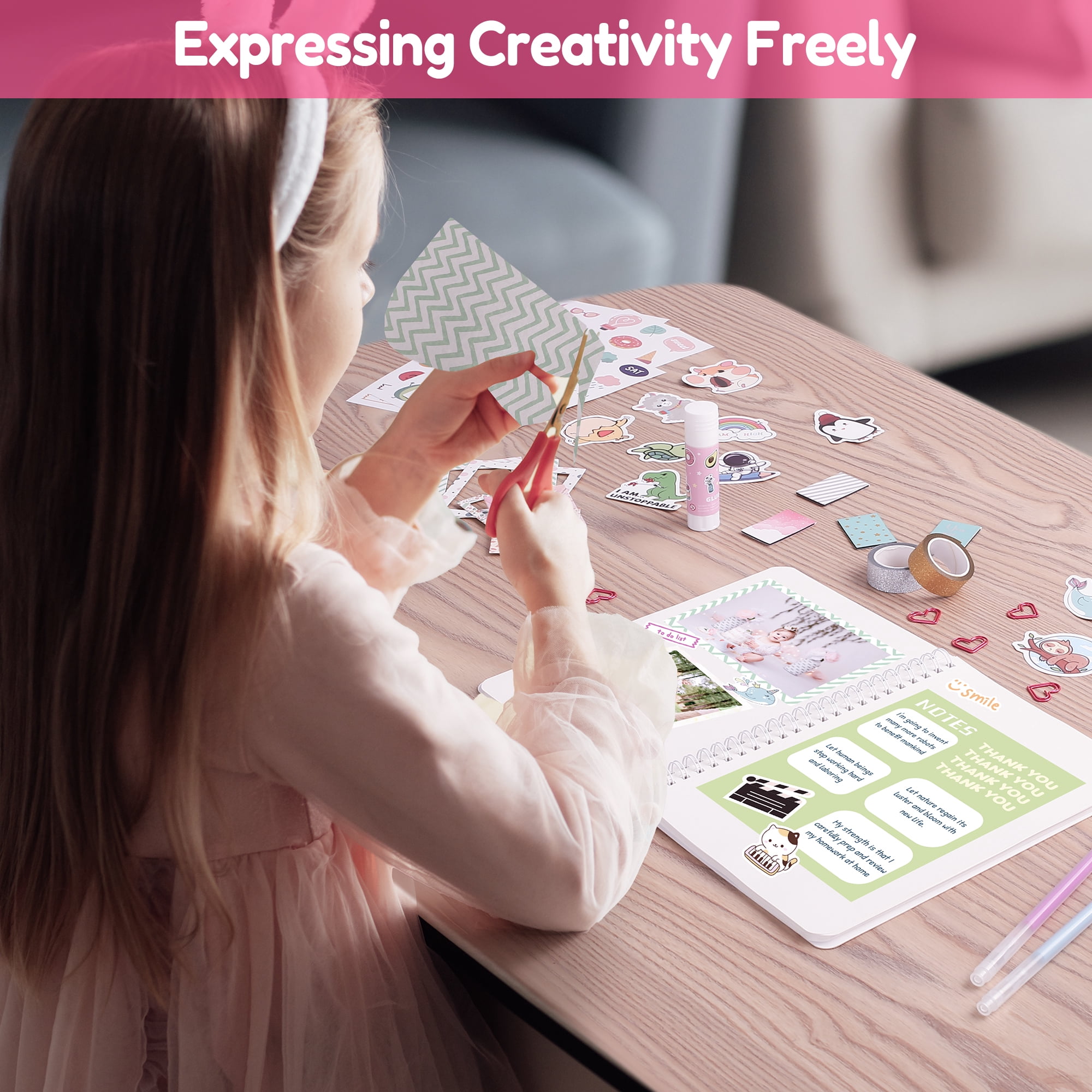 DIY Journal Kit for Girls & Boys - Birthday & Christmas Gift for Ages 8-12, Scrapbook & Diary Supplies Toy Set for Creativity, Mindfulness & Self-Expression, Journaling Art Crafts Kit for Kids