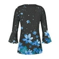thumbnail image 5 of QATAINLAV Floral Tops for Women Summer Casual 3/4 Sleeve Boho Blouses Loose Fit Button V Neck Tunic Shirts Pleated Flare Sleeve Tshirts Blue XXL, 5 of 6