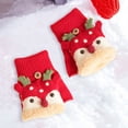 thumbnail image 1 of Gants Rouges Mitaines Enfants Hiver Chaud Décontracté Noël Tricot Motif Mignon Mitaines Plus Velours Gant Multifonction Sans Doigts, 1 of 5