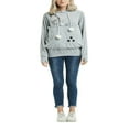 thumbnail image 1 of Ladies‘ Hooded Sweatshirt with Cat Print  Long Sleeve and Large Pocket, 1 of 9