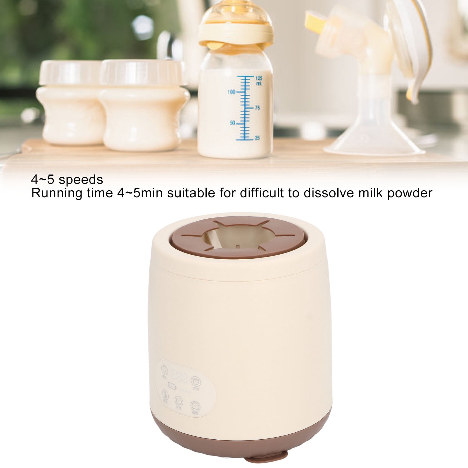 Nieyigj Automatic Baby Milk Bottle Shaker, Heating 5 Levels Timing 360 Degree Rotating USB Rechargeable Formula Mixer For Infants, Khaki Color (6 x 5.3 inches / 15.2 x 13.5 cm)