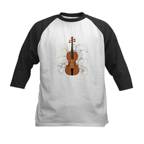 CafePress - Violin Swirls (For Dark Colours) Baseball Jersey - Kids Cotton Baseball Jersey, 3/4 Sleeve Shirt