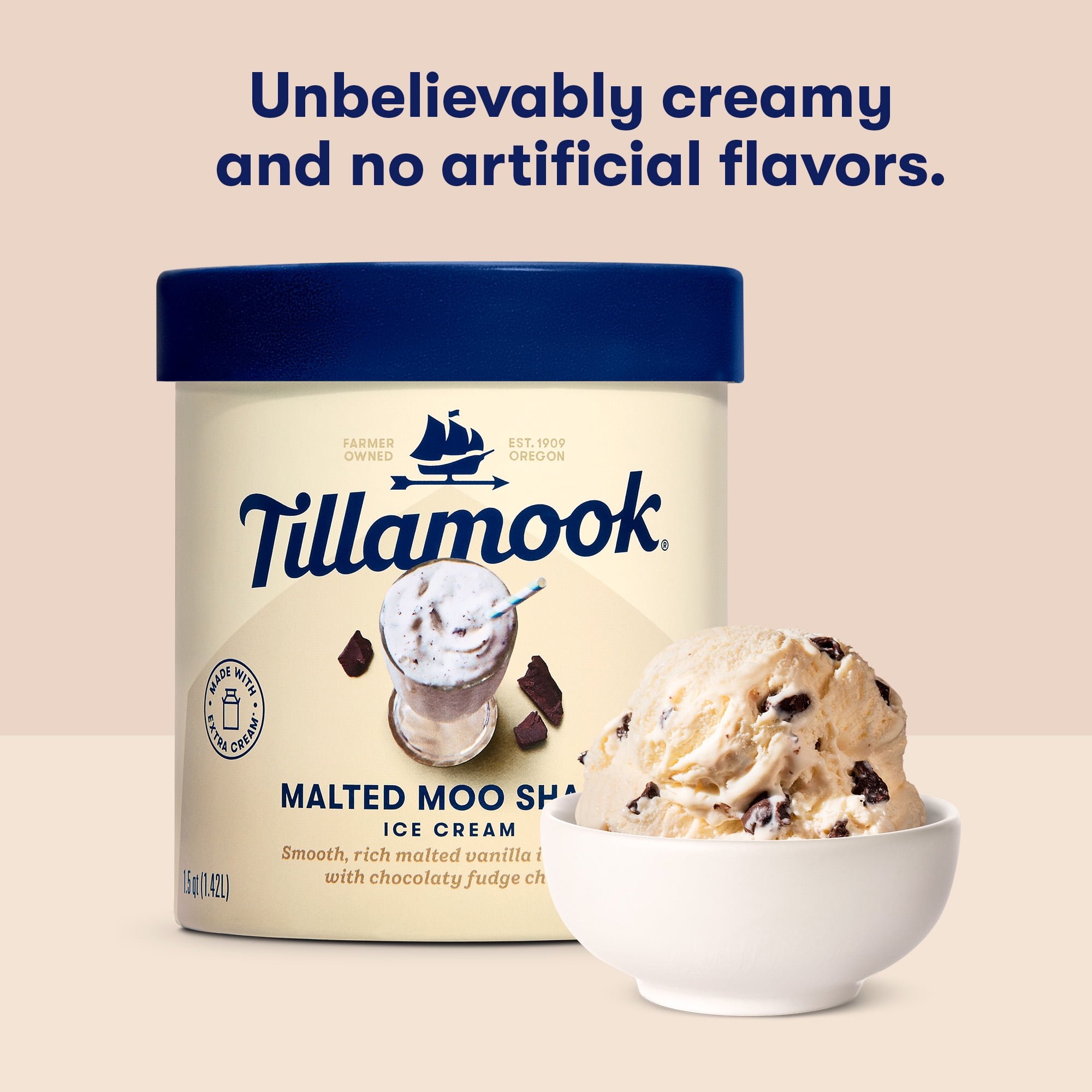 Tillamook Malted Moo Shake Ice Cream, 48 oz